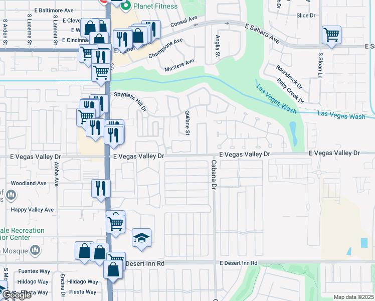 map of restaurants, bars, coffee shops, grocery stores, and more near 2978 Juniper Hills Boulevard in Las Vegas