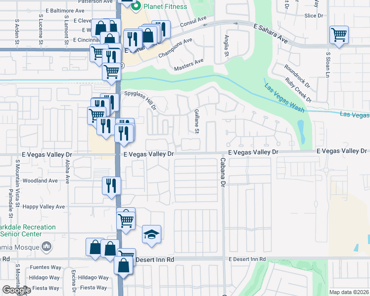 map of restaurants, bars, coffee shops, grocery stores, and more near 2984 Juniper Hills Boulevard in Las Vegas