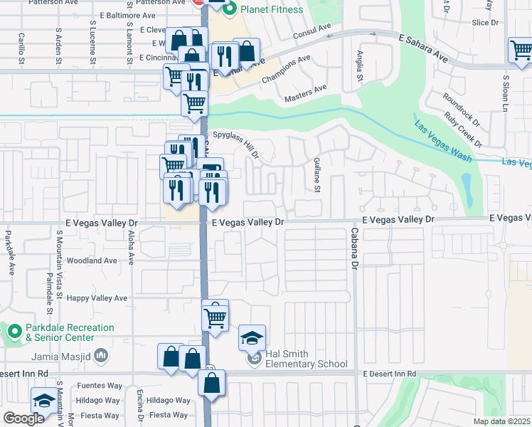 map of restaurants, bars, coffee shops, grocery stores, and more near 2983 Juniper Hills Boulevard in Las Vegas
