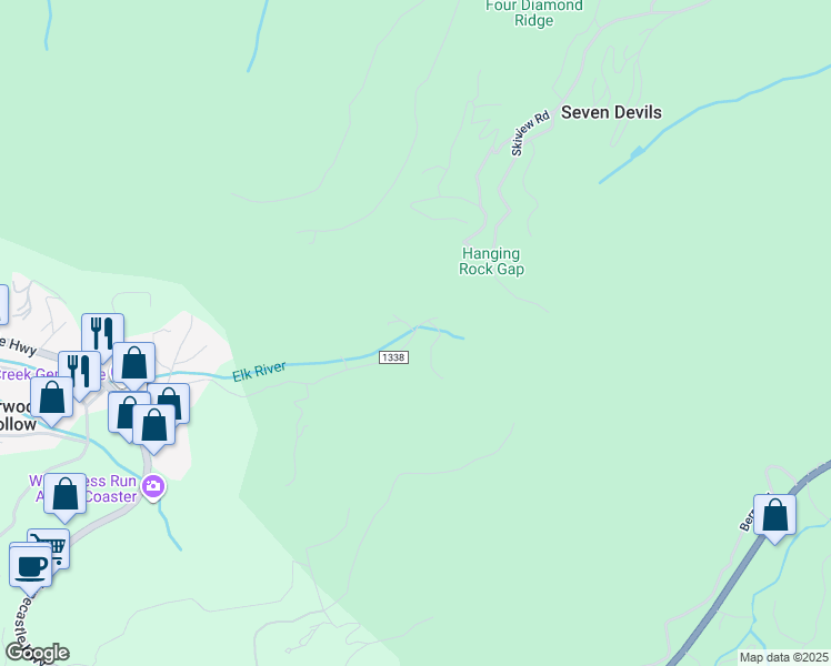 map of restaurants, bars, coffee shops, grocery stores, and more near 649 Arnett Road in Banner Elk