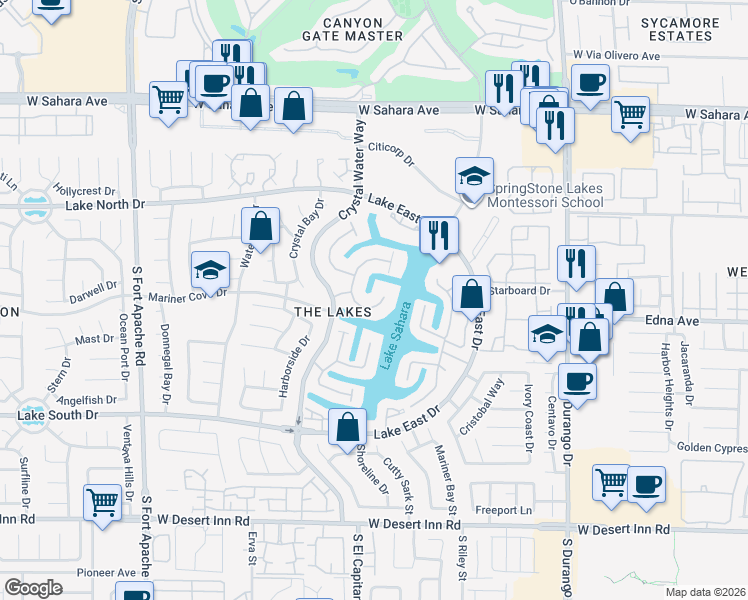 map of restaurants, bars, coffee shops, grocery stores, and more near 2928 Coast Line Court in Las Vegas