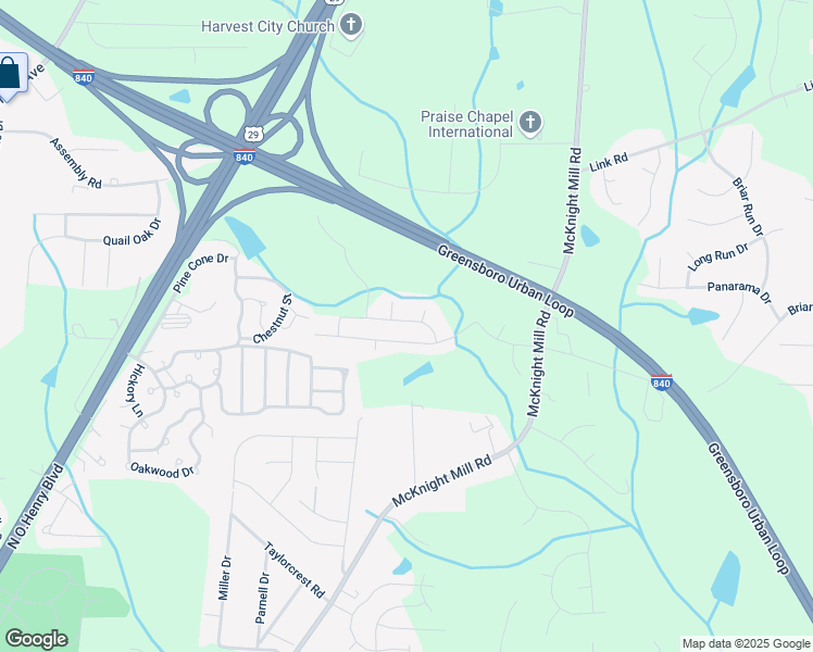 map of restaurants, bars, coffee shops, grocery stores, and more near 3510 Swanley Drive in Greensboro