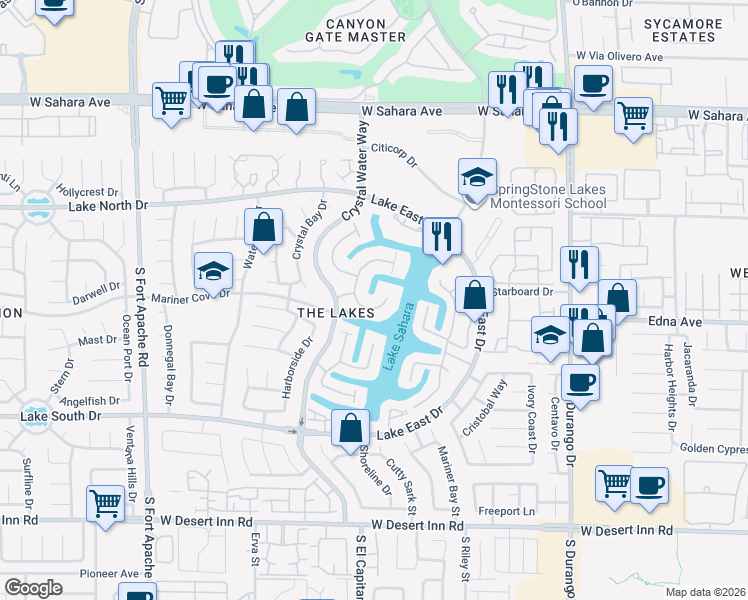 map of restaurants, bars, coffee shops, grocery stores, and more near 2928 Coast Line Court in Las Vegas