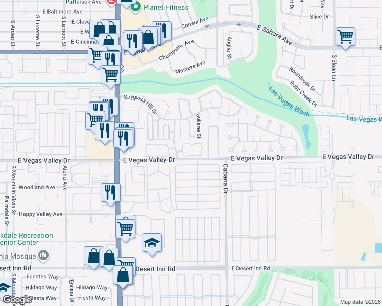 map of restaurants, bars, coffee shops, grocery stores, and more near 2970 Juniper Hills Boulevard in Las Vegas