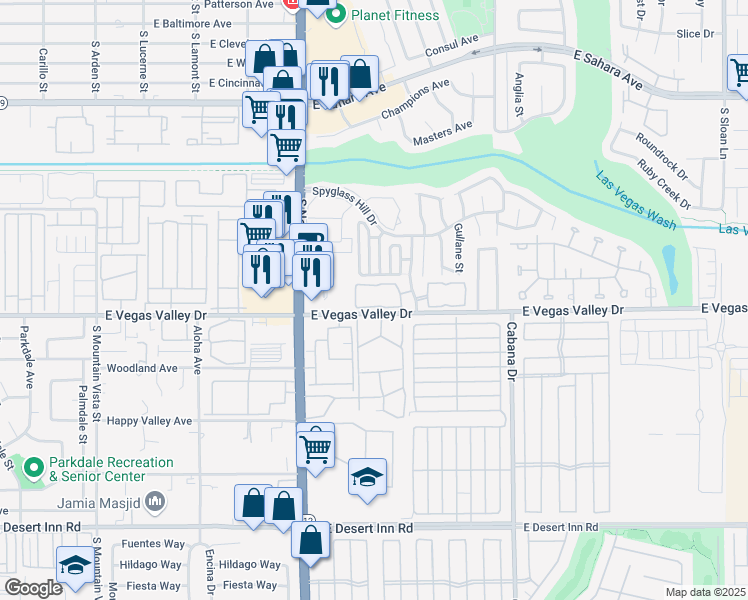 map of restaurants, bars, coffee shops, grocery stores, and more near 2965 Juniper Hills Boulevard in Las Vegas