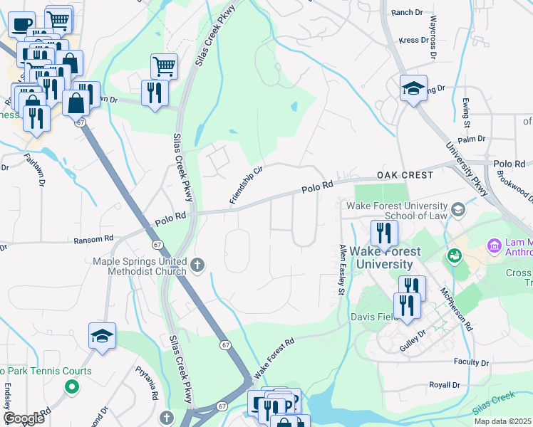 map of restaurants, bars, coffee shops, grocery stores, and more near 119 Harmon Avenue in Winston-Salem