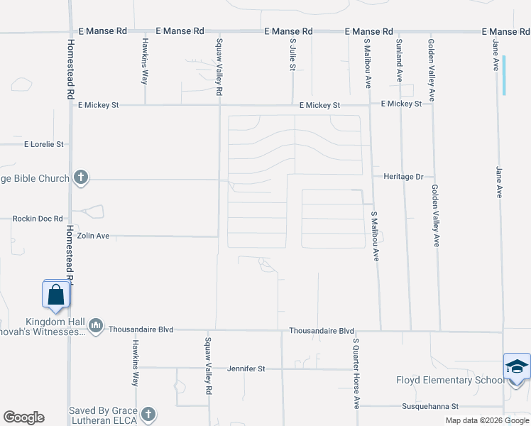 map of restaurants, bars, coffee shops, grocery stores, and more near 3602 Malheur Avenue in Pahrump