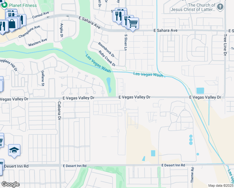 map of restaurants, bars, coffee shops, grocery stores, and more near 2879 Canonero Street in Las Vegas