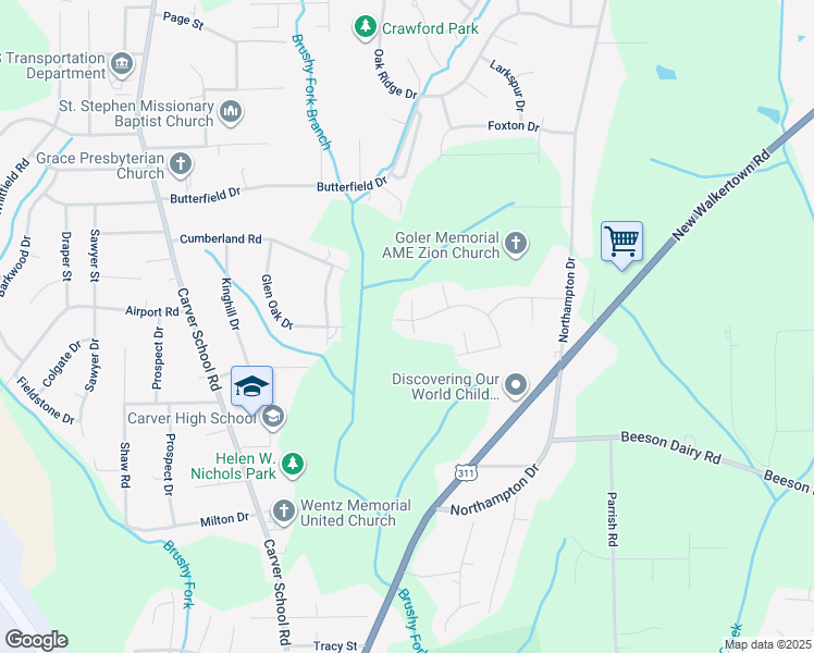 map of restaurants, bars, coffee shops, grocery stores, and more near 3570 Sellwood Road in Winston-Salem