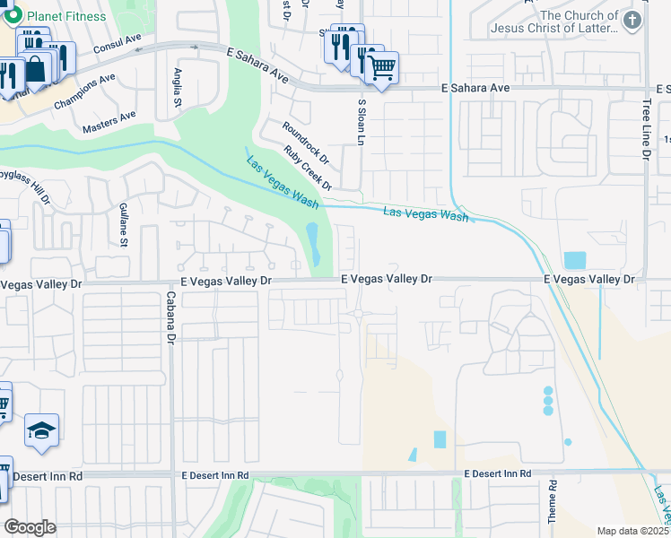 map of restaurants, bars, coffee shops, grocery stores, and more near 2879 Canonero Street in Las Vegas