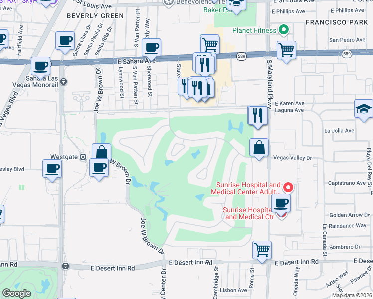 map of restaurants, bars, coffee shops, grocery stores, and more near 785 Vegas Valley Drive in Las Vegas
