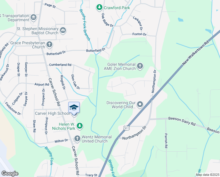map of restaurants, bars, coffee shops, grocery stores, and more near 3570 Sellwood Road in Winston-Salem