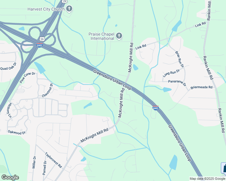 map of restaurants, bars, coffee shops, grocery stores, and more near 8 Vodington Circle in Greensboro