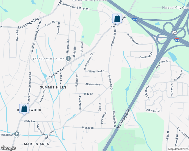 map of restaurants, bars, coffee shops, grocery stores, and more near 1921 Wheatfield Court in Greensboro