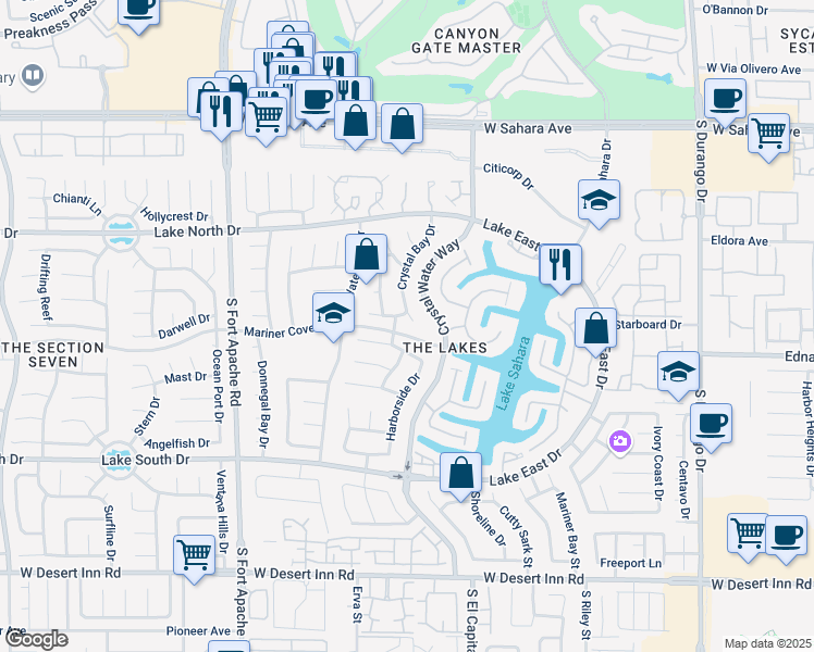 map of restaurants, bars, coffee shops, grocery stores, and more near 2937 Crystal Bay Drive in Las Vegas