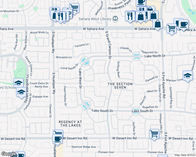 map of restaurants, bars, coffee shops, grocery stores, and more near 2929 Bridge Creek Street in Las Vegas