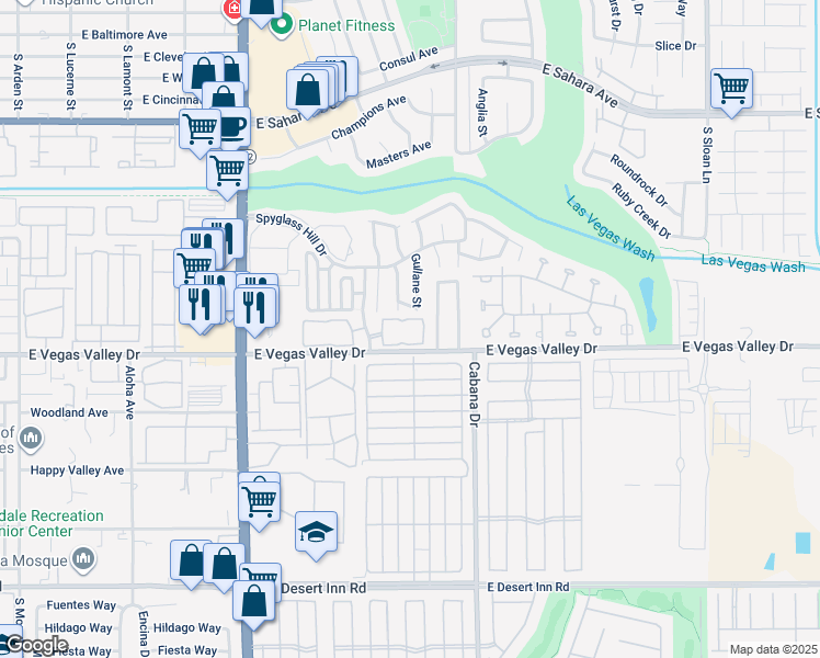 map of restaurants, bars, coffee shops, grocery stores, and more near 2972 Juniper Hills Boulevard in Las Vegas