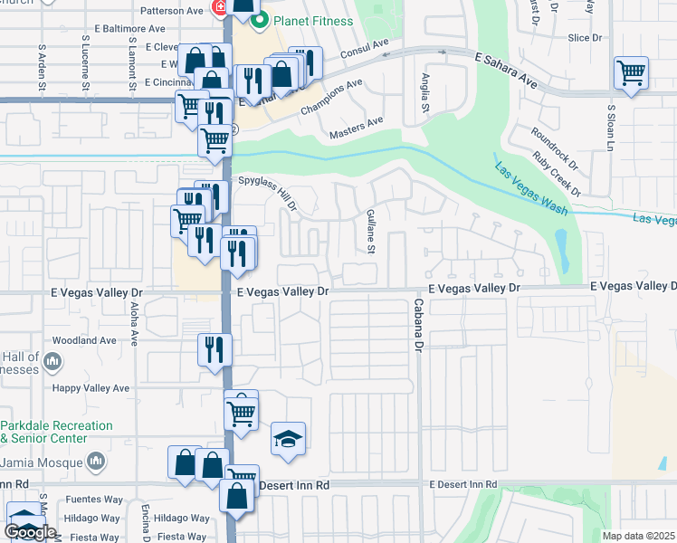 map of restaurants, bars, coffee shops, grocery stores, and more near 2964 Juniper Hills Boulevard in Las Vegas