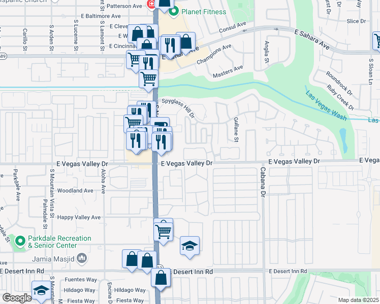 map of restaurants, bars, coffee shops, grocery stores, and more near 2969 Juniper Hills Boulevard in Las Vegas