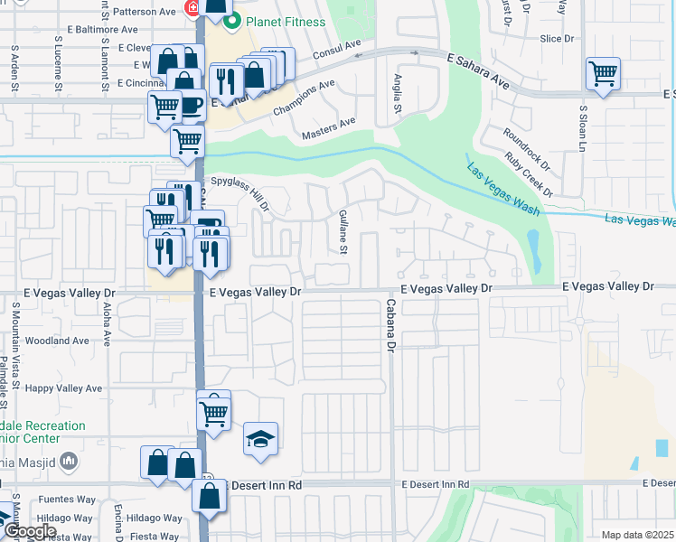 map of restaurants, bars, coffee shops, grocery stores, and more near 2970 Juniper Hills Boulevard in Las Vegas
