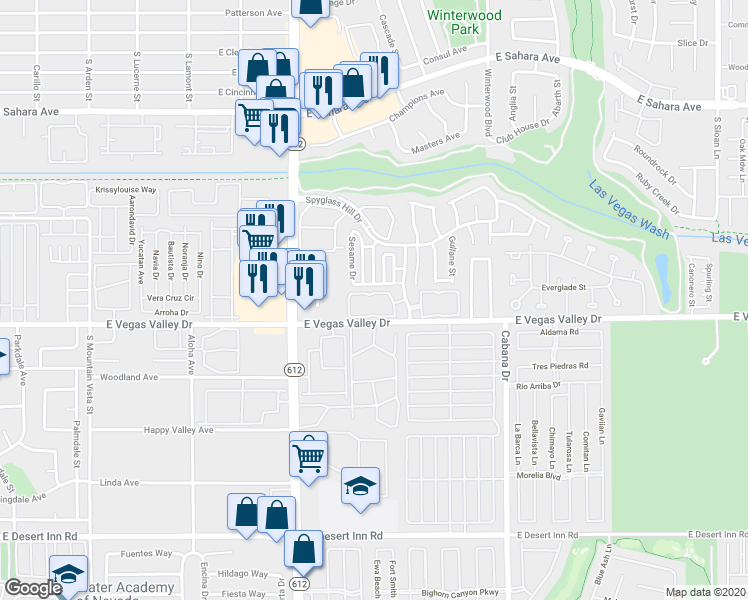 map of restaurants, bars, coffee shops, grocery stores, and more near 2965 Juniper Hills Boulevard in Las Vegas