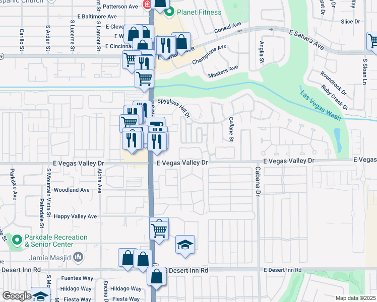 map of restaurants, bars, coffee shops, grocery stores, and more near 2965 Juniper Hills Boulevard in Las Vegas