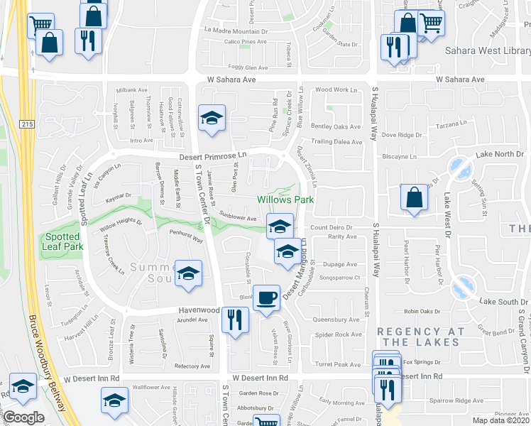 map of restaurants, bars, coffee shops, grocery stores, and more near 2918 Painted Lilly Drive in Las Vegas