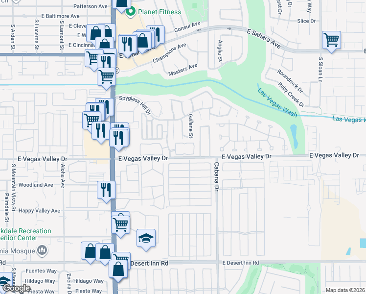 map of restaurants, bars, coffee shops, grocery stores, and more near 2970 Juniper Hills Boulevard in Las Vegas