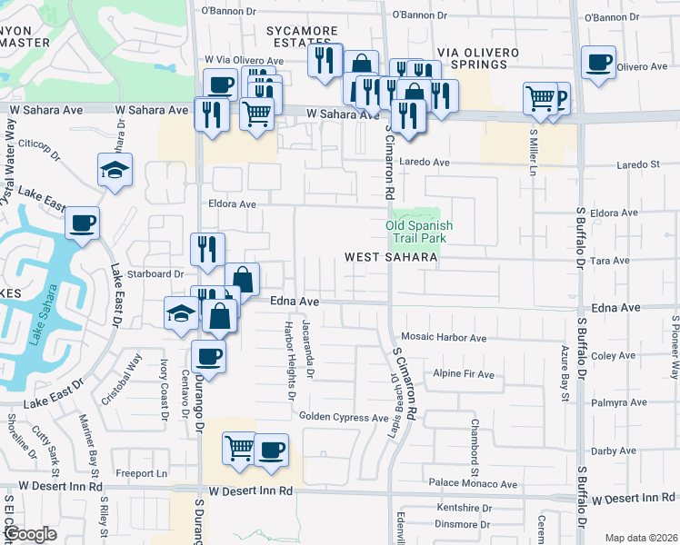 map of restaurants, bars, coffee shops, grocery stores, and more near 8289 Arden Ladder Place in Las Vegas