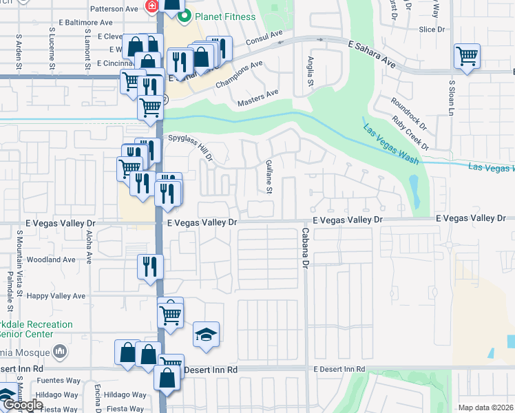 map of restaurants, bars, coffee shops, grocery stores, and more near 2968 Juniper Hills Boulevard in Las Vegas