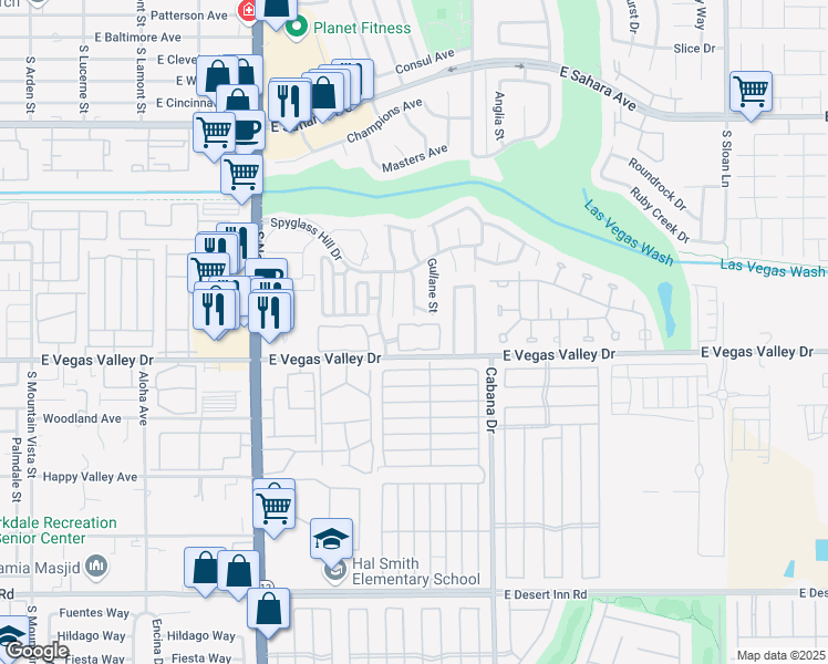 map of restaurants, bars, coffee shops, grocery stores, and more near 2968 Juniper Hills Boulevard in Las Vegas