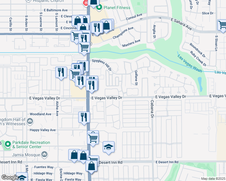 map of restaurants, bars, coffee shops, grocery stores, and more near 2975 Juniper Hills Boulevard in Las Vegas