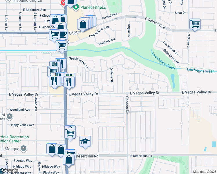 map of restaurants, bars, coffee shops, grocery stores, and more near 2970 Juniper Hills Boulevard in Las Vegas