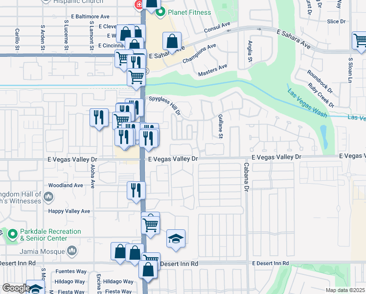 map of restaurants, bars, coffee shops, grocery stores, and more near 2965 Juniper Hills Boulevard in Las Vegas