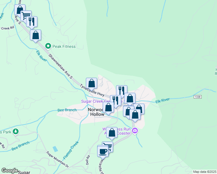 map of restaurants, bars, coffee shops, grocery stores, and more near 28 Hemlock Hill Road in Banner Elk