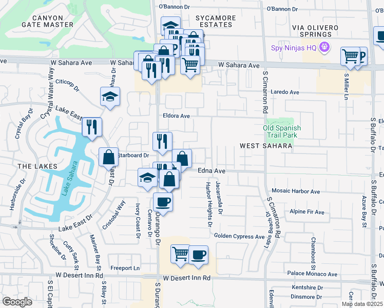 map of restaurants, bars, coffee shops, grocery stores, and more near 2847 Glass Vine Court in Las Vegas