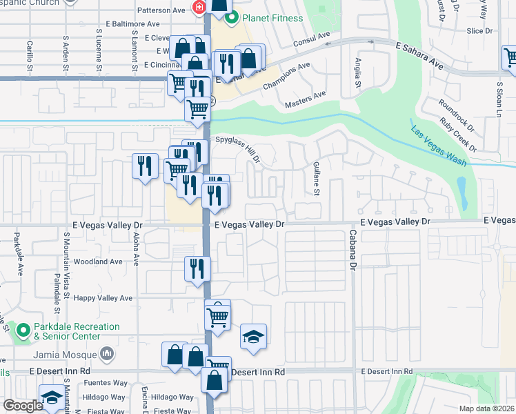 map of restaurants, bars, coffee shops, grocery stores, and more near 2967 Juniper Hills Boulevard in Las Vegas