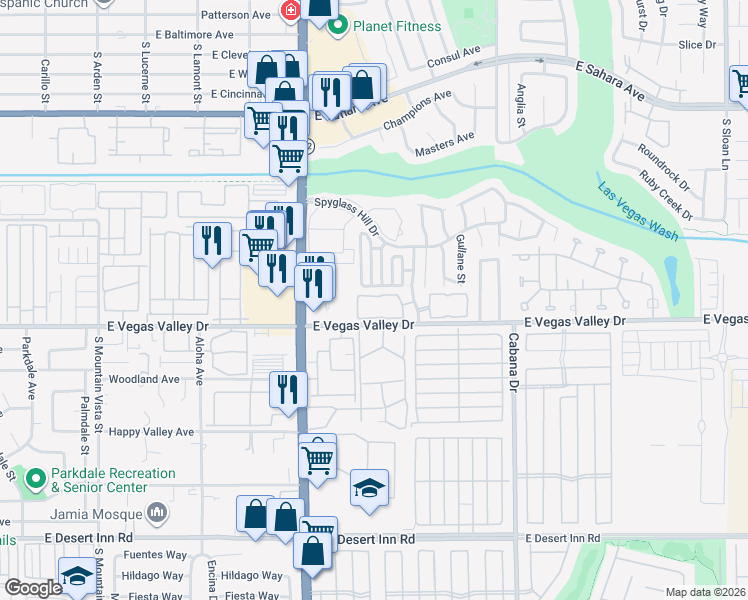 map of restaurants, bars, coffee shops, grocery stores, and more near 2967 Juniper Hills Boulevard in Las Vegas