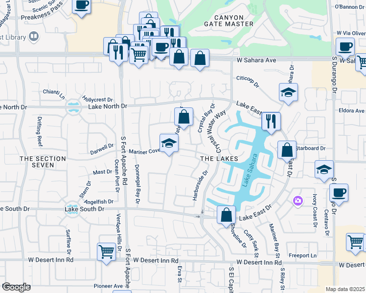 map of restaurants, bars, coffee shops, grocery stores, and more near 8917 Montego Bay Drive in Las Vegas