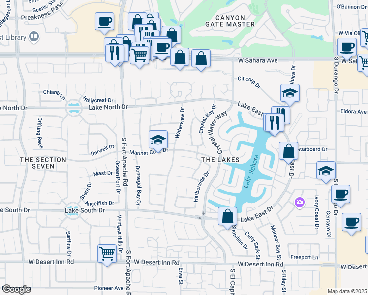 map of restaurants, bars, coffee shops, grocery stores, and more near 8917 Montego Bay Drive in Las Vegas
