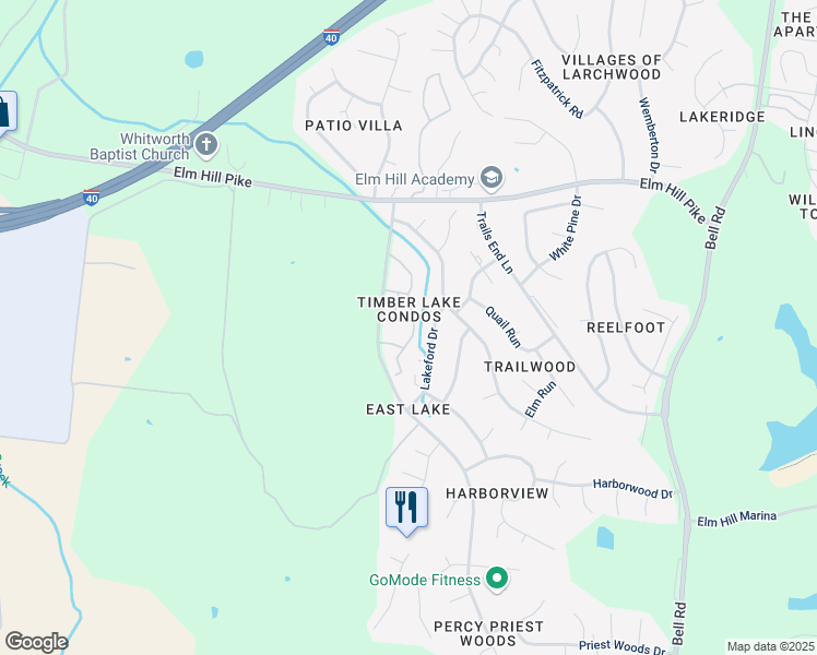 map of restaurants, bars, coffee shops, grocery stores, and more near 344 Timberway Circle in Nashville
