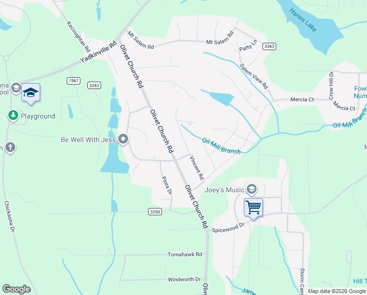 map of restaurants, bars, coffee shops, grocery stores, and more near 2406 Vincent Road in Winston-Salem