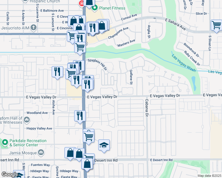 map of restaurants, bars, coffee shops, grocery stores, and more near 2968 Juniper Hills Boulevard in Las Vegas