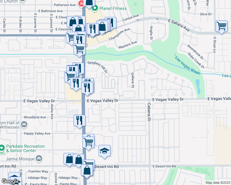 map of restaurants, bars, coffee shops, grocery stores, and more near 2961 Juniper Hills Boulevard in Las Vegas