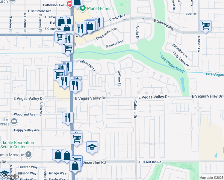 map of restaurants, bars, coffee shops, grocery stores, and more near 2966 Juniper Hills Boulevard in Las Vegas