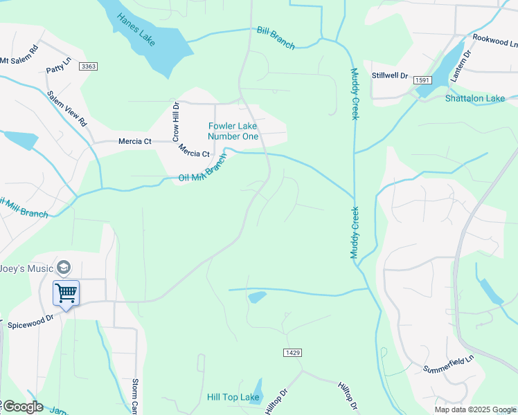 map of restaurants, bars, coffee shops, grocery stores, and more near 2584 Crosland Hill Drive in Winston-Salem