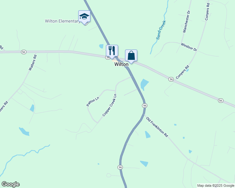 map of restaurants, bars, coffee shops, grocery stores, and more near 3603 Copper Creek Lane in Franklinton