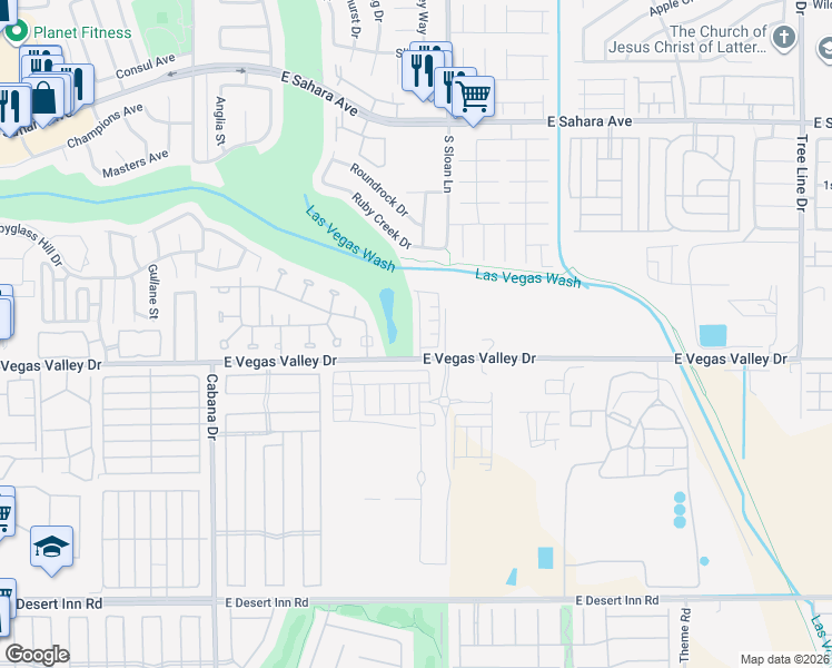 map of restaurants, bars, coffee shops, grocery stores, and more near 2855 Canonero Street in Las Vegas