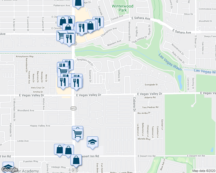 map of restaurants, bars, coffee shops, grocery stores, and more near 2825 Rungsted Street in Las Vegas