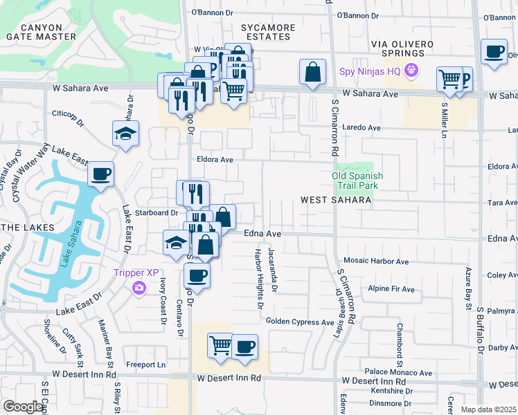 map of restaurants, bars, coffee shops, grocery stores, and more near 2828 Sparkling Sea Street in Las Vegas